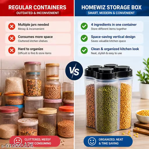 4-Compartment Multi-Grain Storage Container