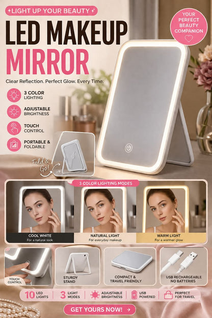 LED Makeup Mirror with Adjustable Warm Light