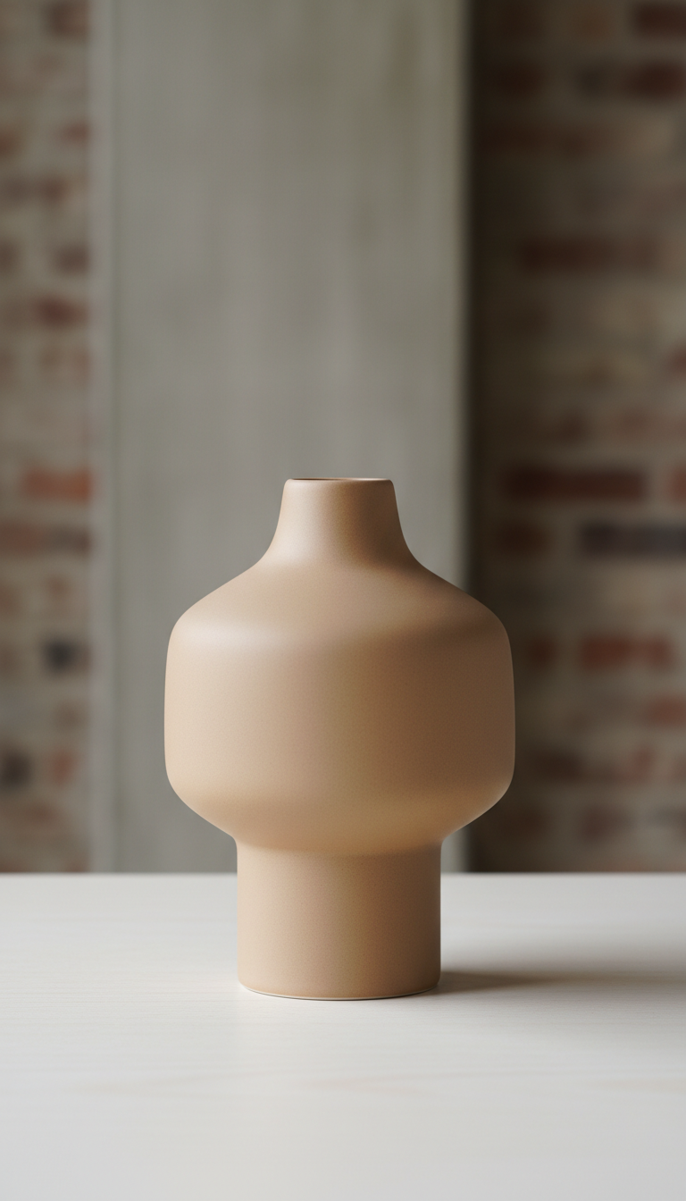 Matte Ceramic Vase With Wide Mouth