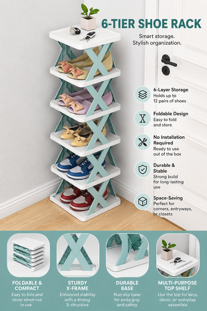 6-Tier Foldable Shoe Rack