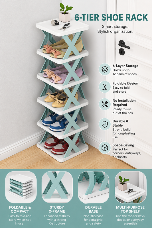6-Tier Foldable Shoe Rack