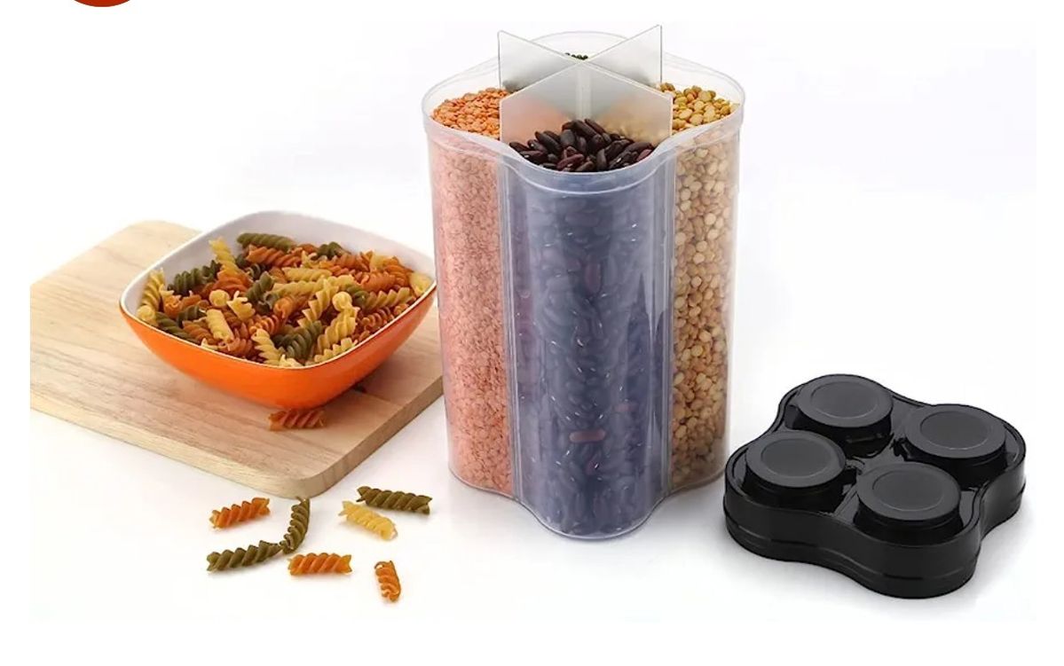 4-Compartment Multi-Grain Storage Container