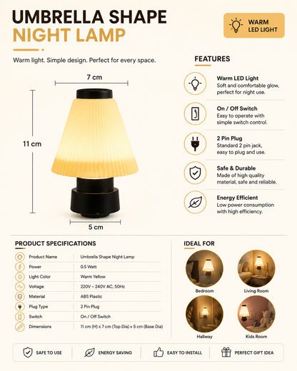 Mini Umbrella shape night lamp (Pack of 2 )