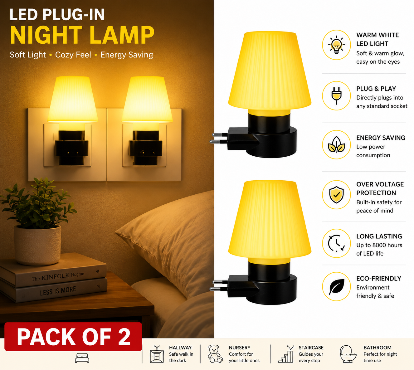 Mini Umbrella shape night lamp (Pack of 2 )