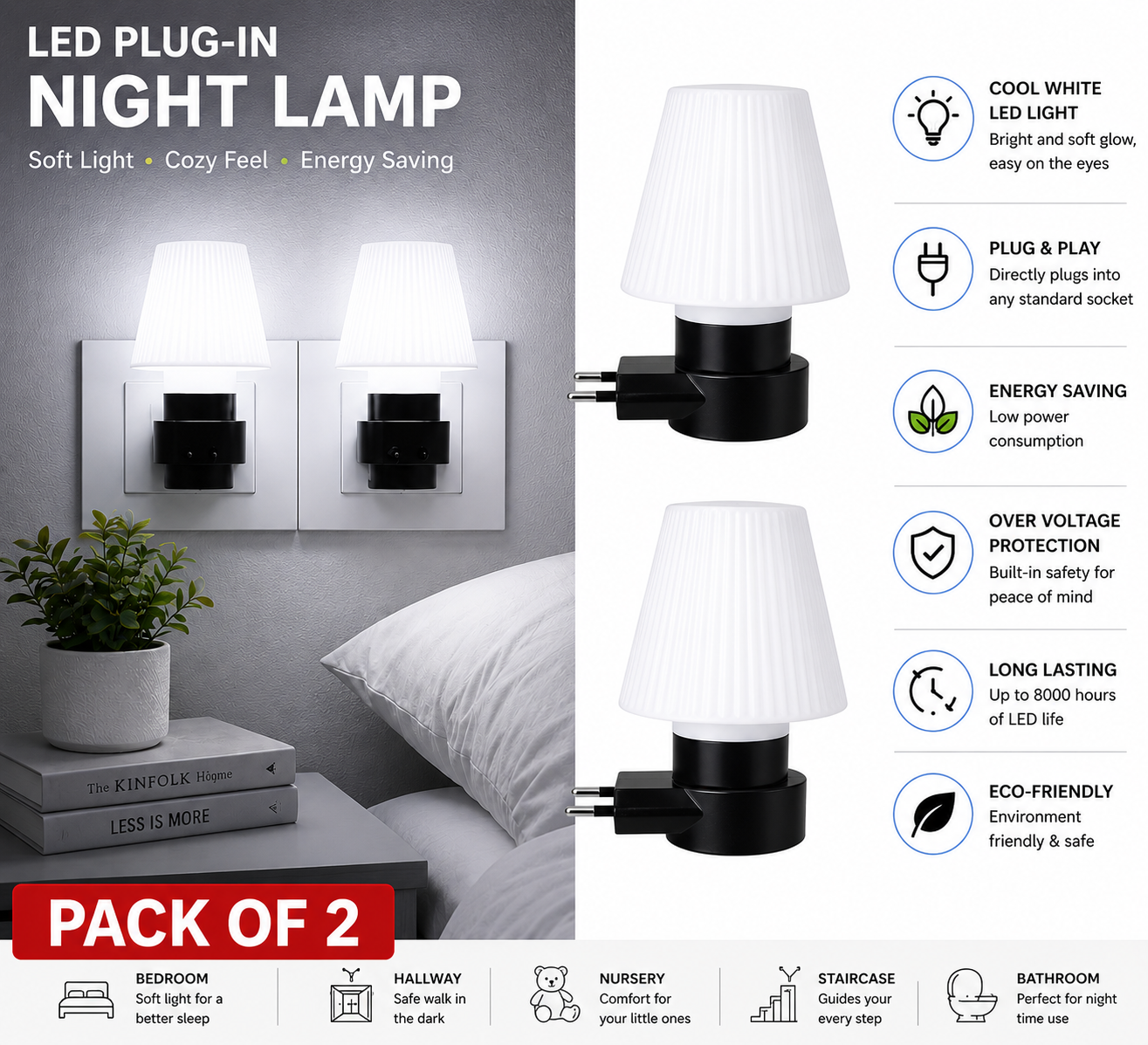 Mini Umbrella shape night lamp (Pack of 2 )